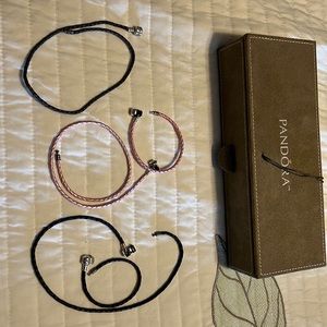 PANDORA JEWELRY BOX with BONUS LEATHER NECKLACE & BRACELET CORDS